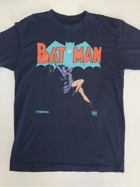 DC Batman Tee in Navy with Teal & Orange Print